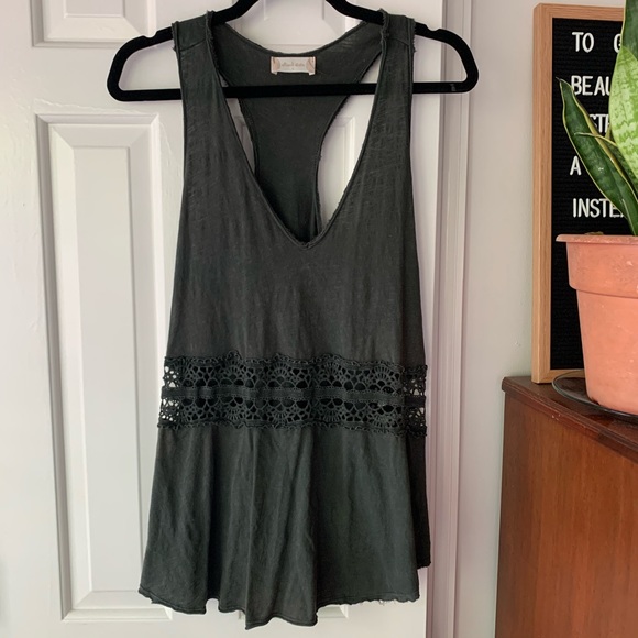 Altar'd State Tops - Green Tank with Lace Cut-outs + $4.99 SHIPPING!